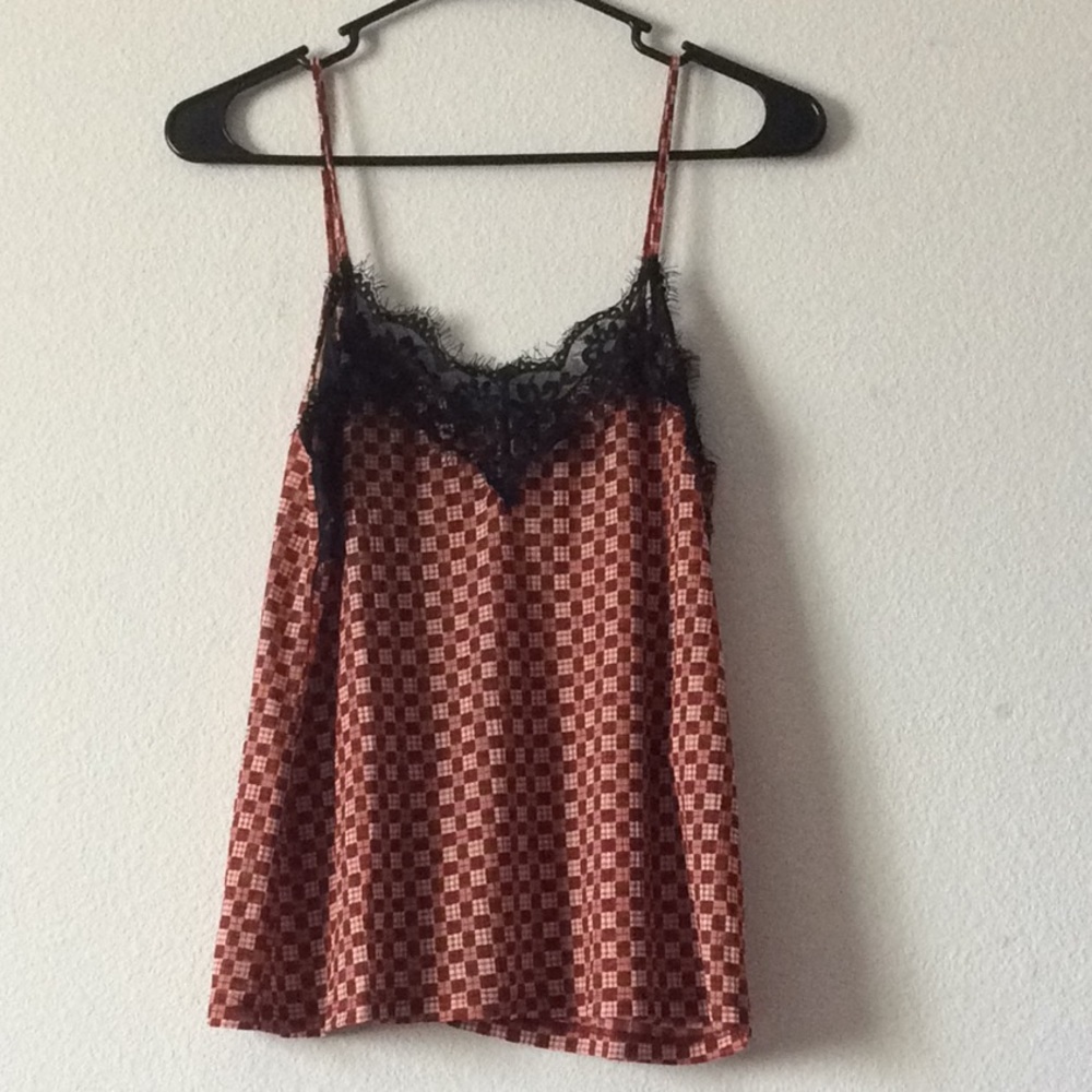 Zara checked lace top